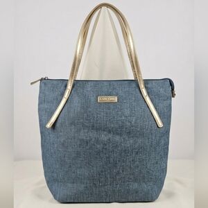 Lancome Paris Blue Tote Bag with Gold Handles